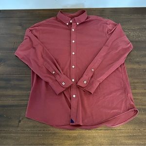 UNTUCKit Mens L Burgundy Soft  100% Cotton Button Up Shirt
